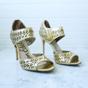 Sam Edelman gold laser cut heels SZ 6.5